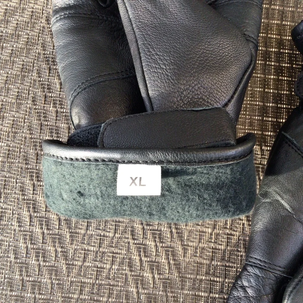 Black Leather Ladies Ski Gloves Size XL